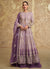 Mauve Purple Ombré Embroidered Slit Style Anarkali Lehenga