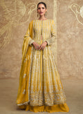 Yellow Ombré Embroidered Slit Style Anarkali Lehenga