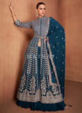 Royal Blue Slit-Style Anarkali Lehenga