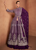 Deep Purple Slit-Style Anarkali Lehenga