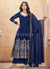 Dark Blue Mirror Work Anarkali Palazzo Suit