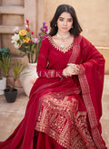 Red Anarkali Palazzo Suit