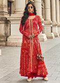 Red Embroidered Slit Style Palazzo Suit