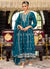 Teal Blue Designer Embroidery Anarkali Pant Suit