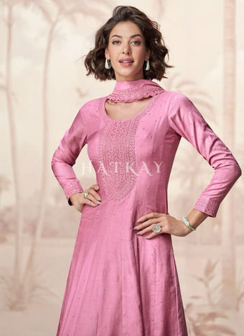 Pink Embroidered Wedding Anarkali Suit