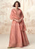 Peach Embroidered Wedding Anarkali Suit