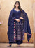 Navy Blue Mirror Work Anarkali Palazzo Suit