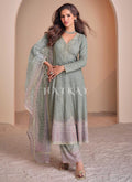 Blue Embroidered Anarkali Suit