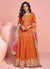 Orange Embroidery Silk Anarkali Suit