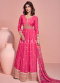 Salmon Pink Embroidery Silk Anarkali Suit