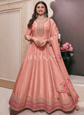 Peach Embroidery Anarkali Dress