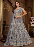 Dark Grey Embroidered Wedding Lehenga Choli