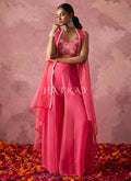 Salmon Pink Cape Style Sharara Suit