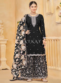 Black Gharara Style Palazzo Suit