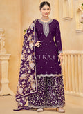 Purple Gharara Style Palazzo Suit