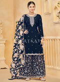 Royal Blue Gharara Style Palazzo Suit