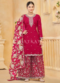 Red Gharara Style Palazzo Suit