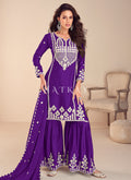 Violet Threadwork Embroidery Gharara Suit