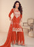 Orange Threadwork Embroidery Gharara Suit