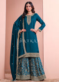 Royal Blue Gharara Style Palazzo Suit