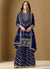 Dark Blue Embroidered Gharara Suit