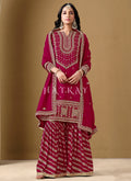 Red Embroidered Gharara Suit