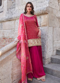 Magenta Pink Embroidery Gharara Suit