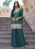 Deep Turquoise Embroidery Gharara Suit