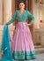 Teal And Lavender Handwork Embroidery Gown