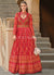 Orangish Red Handwork Embroidery Gown