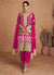 Rani Pink Multi Embroidery Traditional Pant Style Suit