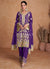 Purple Multi Embroidery Traditional Pant Style Suit