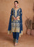 Dark Blue Multi Embroidery Traditional Pant Style Suit