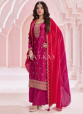 Pink Embroidered Palazzo Suit