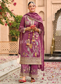 Rose Pink Floral Embroidery Pakistani Suit