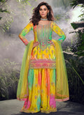 Yellow Multicolored Handwork Sharara Style Suit