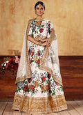 White Floral Print Lehenga Choli