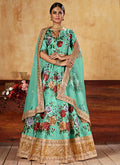 Sea Green Floral Print Lehenga Choli