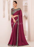 Magenta Embroidery Georgette Saree