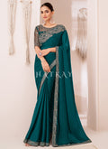 Turquoise Embroidery Georgette Saree