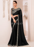 Ink Black Embroidery Georgette Saree