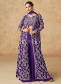 Violet Embroidered Jacket Style Palazzo Suit