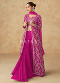 Magenta Embroidered Jacket Style Palazzo Suit