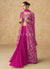 Magenta Embroidered Jacket Style Palazzo Suit