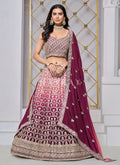 Wine Ombré Embroidered Wedding Lehenga Choli