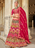 Rani Pink Multicolored Embroidery Silk Lehenga Choli