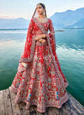 Red And Pink Traditional Embroidery Bridal Lehenga Choli