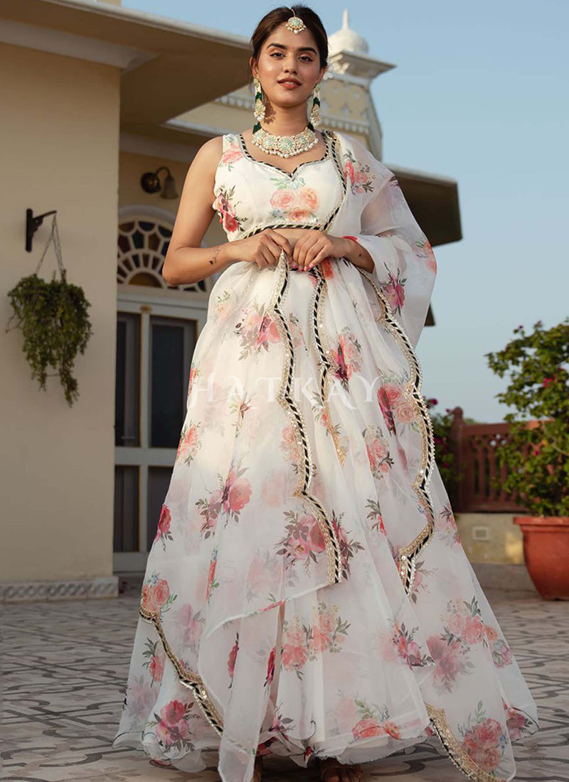 Off White Floral Lehenga Choli