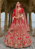 Bridal Red Multi Embroidered Traditional Lehenga Choli