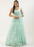 Aqua Blue Sequins Embroidered Lehenga Choli